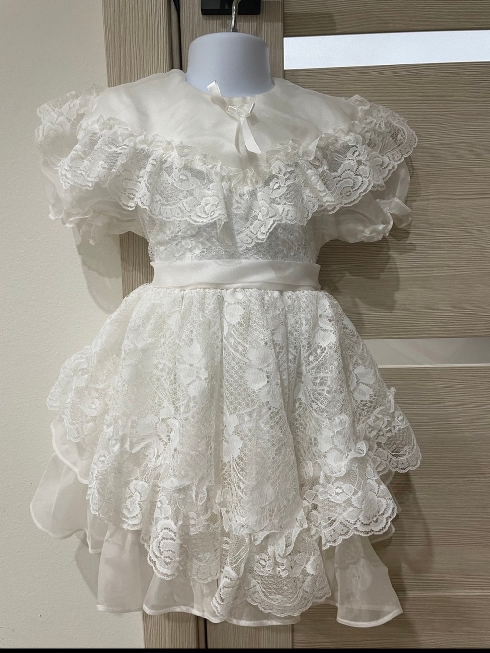 White Lace Ruffle Kids Dress - Elegant Party Dress